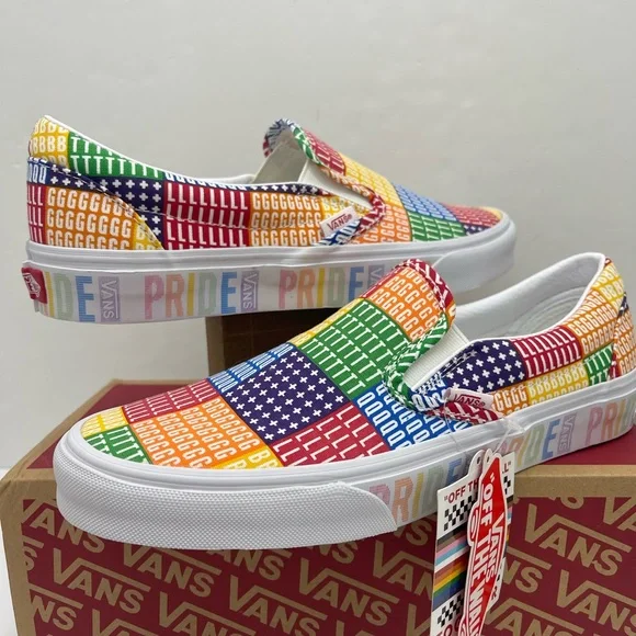 Vans Men’s Multicolor Classic Slip-On (Pride) Multi/True White Sneakers - Picture 8 of 16